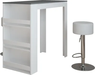 Zdjęcie produktu dla Zestaw stołu barowego Vicco Repose Biały/antracyt 57 x 117 cm z 2 stołkami barowymi, Model 55722
