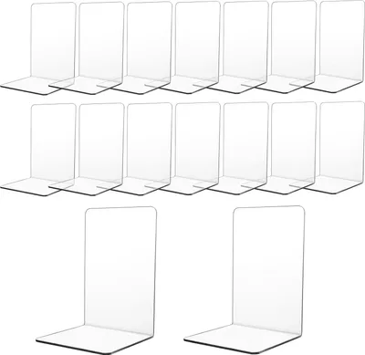 Produktbild von Set mit 8 Paar transparenten Acryl-Buchstützen, inklusive Schutzfolie, für Schule/Büro