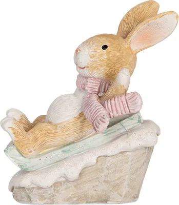 Zdjęcie produktu dla Clayre & Eef figurka dekoracyjna królik 8x6x9 cm brązowy plastik