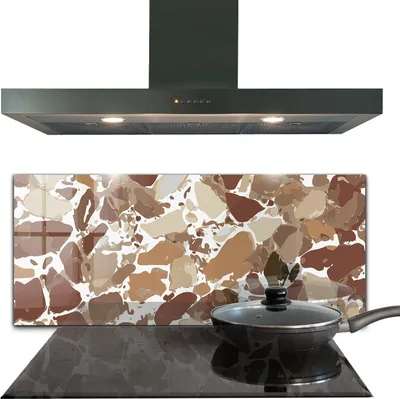 Produktbild von Spritzschutz aus Glas Küchenrückwand - Wandschutz für Herd und Spüle - 125x50 cm - Terrazzo Naturstein