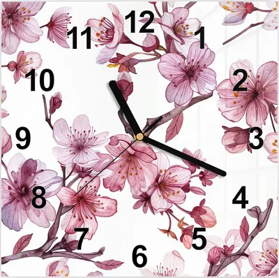 Produktbild von Wanduhr aus Glas mit Motiv Blütenmeer- 30 x 30 cm - inkl. Aufhängesystem
