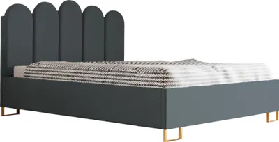 Produktbild von Schlafzimmer-Polsterbett MALAGA, Gepolstertem Kopfteil, Hochwertiger ELEMENT Polsterstoff, Bettkasten mit Gasdruckfeder, Komfortable Betthöhe 39 cm, 160x200 cm Grau
