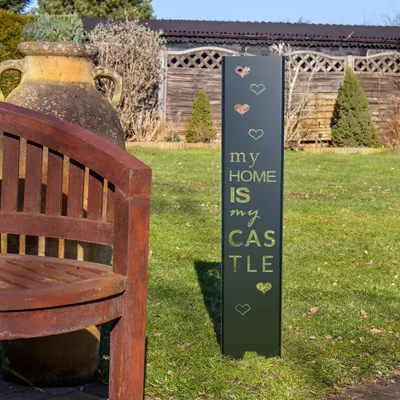Produktbild von 'My Castle' Gartenstecker Gartenschild | Rost Garten-Deko | 120cm x 21cm, Design:My Castle Schwarz