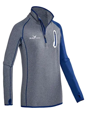 Produktbild von BLACK CREVICE - Damen Microfleece Funktionsshirt I Midlayer I Second Layer | Farbe: Grau/Blau | Gr: 38