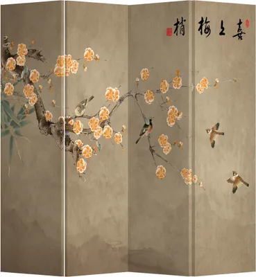 Image de Fine Asianliving Paravent Séparation de pièce Mur espagnol Room Divider Séparateur de pièce Protection visuelle Japonais Oriental Chinois L160xH180cm Toile imprimée double face Asiatique