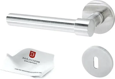 Zdjęcie produktu dla Zamki krzyżowe do drzwi wewnętrznych – okrągłe okucia w kształcie podkowy, Ø 53 x 6 mm, matowa stal nierdzewna
