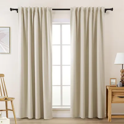 Verdunkelungsvorhänge, beige, 245 cm, blickdicht, mit Faltenband