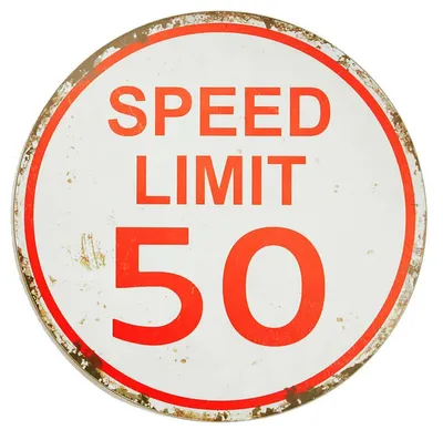 Produktbild von Wandbild Speed Limit 50 Wanddeko Schild Druck auf MDF-Holz Dekoration