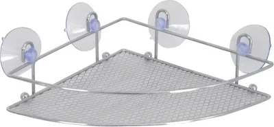 Obrázok produktu pre MSV Rohová sprchová polica Sprchová polica s prísavkou 20 x 9,5 cm Kúpeľňová polica na šampón, špongie, holiace strojčeky a iné sprchové príslušenstvo Strieborná
