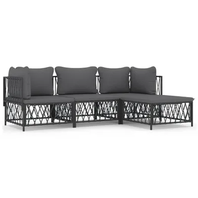 Produktbild von vidaXL 4-tlg. Garten-Lounge-Set mit Kissen Anthrazit Stahl