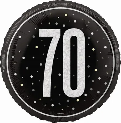 Produktbild von Schwarzer glänzender Folienballon zum 70. Geburtstag, Geschenk, Party-Dekoration, 45 cm