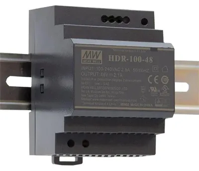 Obrázek produktu pro MEAN WELL HDR-100-24, 92 W, 85 - 264 V, Přepětí, Přetížení, Zkrat, Nerezová ocel, -30 - 70 °C, UL60950-1, UL508, TUV EN61558-2-16, IEC60950-1 approved; Design refer to EN50178, TUV EN60950-1,...