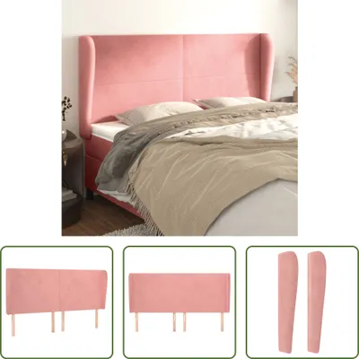 Produktbild von The Living Store Kopfteil mit Ohren Rosa 183x23x118/128 cm Samt