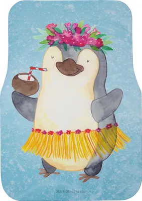 Produktbild von Mr. & Mrs. Panda Auto Teppich Pinguin Kokosnuss - Eisblau - Geschenk, Fußmatte Fürs, Urlaub, Ferien, Erholt, Automatte, Hawaii, Auto-Fußmatte, Autoteppich