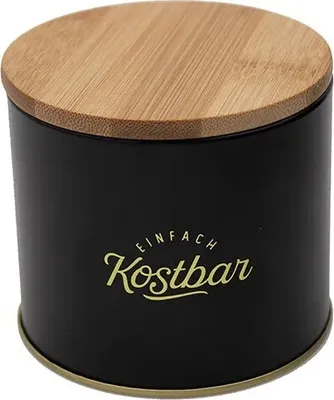 Produktbild von Livinja KOSTBAR Metalldose klein schwarz ca. d= 9 x H= 8 cm Bambusdeckel