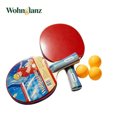 Produktbild von Tischtennis Set 2 Schläger + 3 Bälle, Tischtennisschläger für Anfänger & Familie