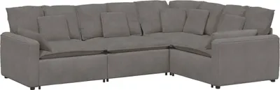 Zdjęcie produktu dla Sofa modułowa z poduszkami Tkanina sztruksowa Jasnoszara