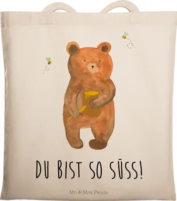 Produktbild von Mr. & Mrs. Panda Shopping Tasche Bär Honig - Transparent - Geschenk, Teddy, Tote Bag, Freund, Schultasche, Einkaufstasche, Uni, Partner, Laptoptasche, Liebe