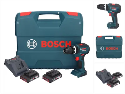 Image de Bosch GSB 18V-55 Professional Perceuse-visseuse à percussion sans fil 18 V 55 Nm Brushless + 2x batterie 2,0 Ah + chargeur + coffret