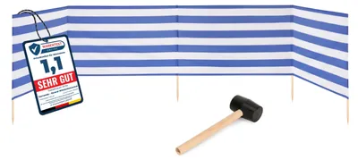 Produktbild von Garronda Strand Windschutz Sichtschutz 5m lang plus Gummihammer GAEX001 (Streifen, 5 m)