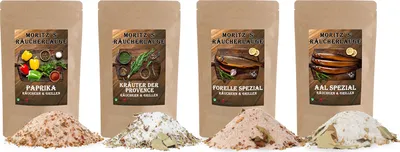 Zdjęcie produktu dla Zestaw solanki do wędzenia Moritz`s pstrąg, węgorz, zioła prowansalskie, papryka 2400g solanka do wędzenia grill wędzarnia rybna przyprawa do ryb, mięs, serów i nie tylko