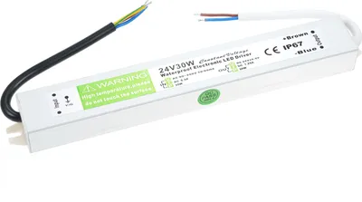 Imagen del producto de Fuente de alimentación LED, interruptor, transformador y adaptador, con protección IP67 contra el agua, que convierte corriente alterna (CA) de 90V-250V a corriente continua (CC) de 24V y 30W, con salida de voltaje constante, ideal para tiras de luces LED, cajas de luz exteriores y rótulos
