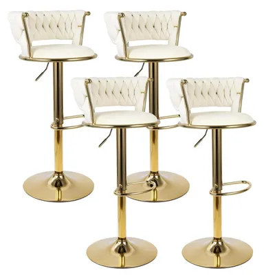 Produktbild von Barhocker 4er Set, Höhenverstellbar, Ergonomisch, Gold/Beige