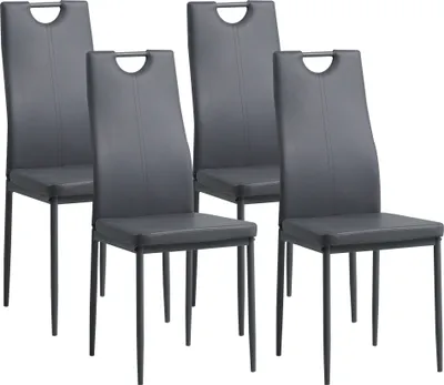 Zdjęcie produktu dla Albatros krzesła do jadalni SALERNO zestaw 4, szare - Elegancki włoski design, tapicerowane krzesło z pokryciem z imitacji skóry, nowoczesne i stylowe przy stole jadalnym - krzesło kuchenne, krzesło do jadalni, duża nośność