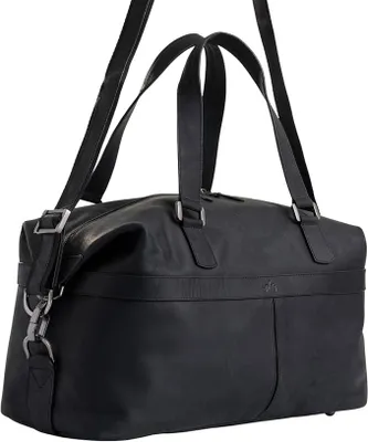Produktbild von Reisetasche aus genarbtem Leder für Damen und Herren, handgefertigt, groß, Vintage-Stil, Schwarz, Reisetasche