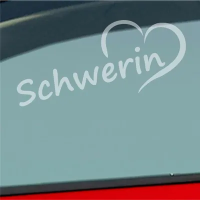Produktbild von Auto Aufkleber Schwerin Herz Stadt City Liebe Love Heimat 19x8 cm Milchglas Sticker Heckscheibenaufkleber