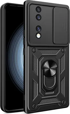 Image de Etui pour Honor 70 avec anneau, support, protection de l'appareil photo, bumper TPU, étui en silicone noir