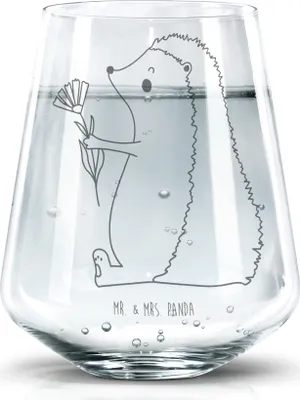 Produktbild von Mr. & Mrs. Panda Tumbler Glas Igel Blumen - Transparent - Geschenk, Trinkglas, Besuch, Krankenhaus, Wasserglas, Wasserbecher, Krankheit, Gute Besserung, Genesungswünsche
