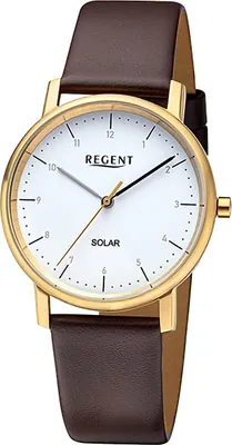 Produktbild von Regent Damen Uhr Lederarmband Leder Solaruhr Analog dunkelbraun URF1555