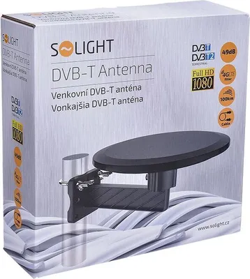 The image shows the packaging of a DVB-T antenna.