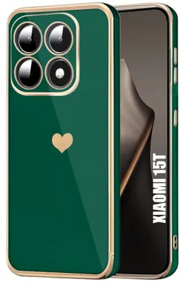 Image de Coque pour Xiaomi 15T, Silicone avec Motif Cœur Protection Antichoc Slim Vert Nuit