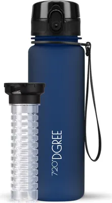 Produktbild von uberBottle softTouch Trinkflasche mit Fruchtbehälter 500ml / Sapphire Blue/ 720DGREE