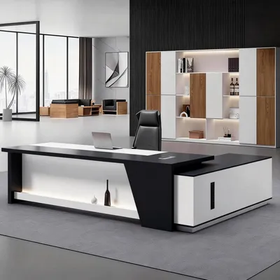 Produktbild von L-förmiger Schreibtisch mit Stauraum 180x80x75cm Schwarz-Weiß