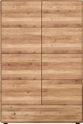 Produktbild von Wohnzimmer-Hochschrank 100 cm breit in massiver geölter Eiche mit 2 Türen und 1 Schublade - KALAMARIA-69