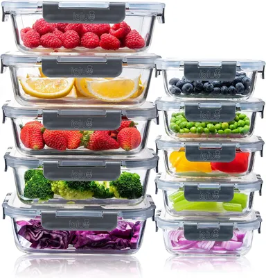 Immagine prodotto di Contenitori ermetici - Set da 10 - 1050 ml - In vetro - Privi di BPA - A tenuta stagna