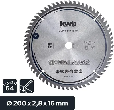 Produktbild von kwb 587168 Hartmetall Kreissägeblatt 200 x 16 mm 1 St