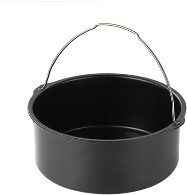 Produktbild von Antihaft Kuchenform für Heißluftfritteusen aus Kohlenstoffstahl | Schwarz, geeignet für Zuhause und Gastronomie, Zubehör für Airfryer, einfach zu reinigen