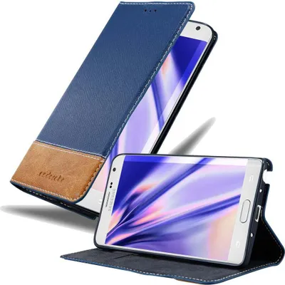 Produktbild von Cadorabo Hülle für Samsung Galaxy NOTE EDGE Schutzhülle in Blau SHandyhülle Book Case Etui Kunstleder