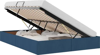 Immagine prodotto di vidaXL Struttura letto con contenitore, blu, 140 x 200 cm, rivestita in tessuto