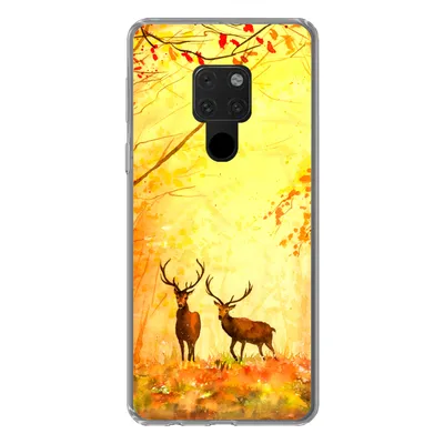 Produktbild von MuchoWow® Handyhülle Schutzhülle Hülle für Huawei P40 Lite Natur - Ölfarbe - Hirsche - Tiere - Herbst - Orange Silikon Softcase Handy Hülle - Handy