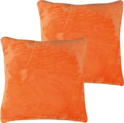 Produktbild von Dekokissen Kuschel "Celina" 2er Pack, in der Größe "40 x 40cm" - Orange - Kissenbezug mit Reißverschluss
