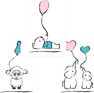 Produktbild von PRICARO Poster "Baby-Girl", A4, 3er Set