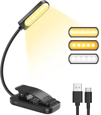 Produktbild von Handgeführte LED-Leseleuchte mit Klemmhalter und Augenschutz für Buch und Bett