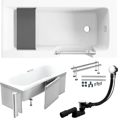 Zdjęcie produktu dla Wanna dla Seniorów z Drzwiami i Siedziskiem, Zestaw 6w1 140x70 Prawa + Zabudowa Styropianowa, Syfon, Nogi (stelaż) w komplecie | BADLAND AVO