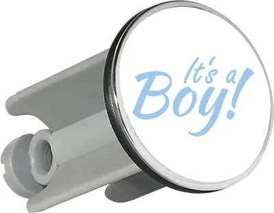Produktbild von Huuraa Waschbeckenstöpsel It`s a Boy! Schriftzug 4cm höhenverstellbar Abflussstopfen Geschenkidee