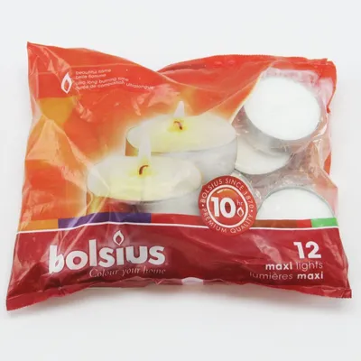 Produktbild von Bolsius Teelichter Maxi 12 Stück Brenndauer 10 Stunden